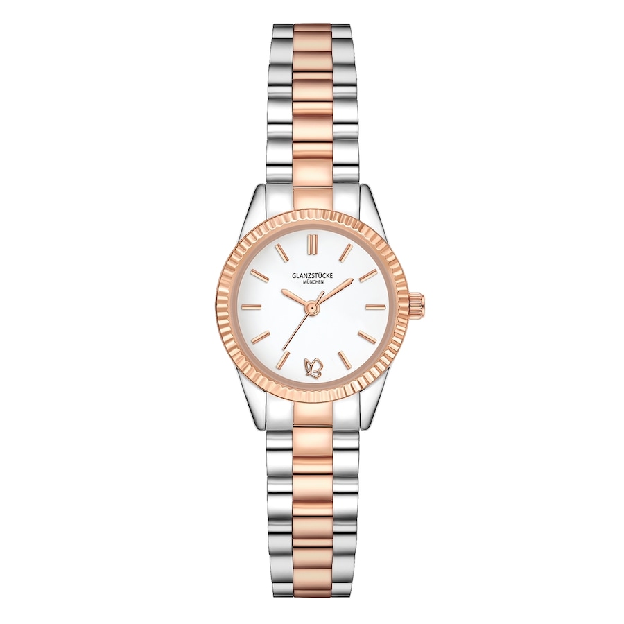 Glanzstücke München Zegarek na reke ze stali nierdzewnej w kolorze srebrnym/rózowego zlota Zegarki damskie 1 ct Damski