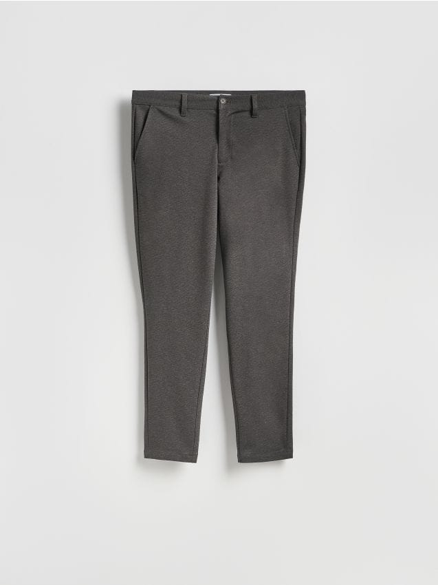 Reserved - Spodnie slim z wiskozą - ciemnobrązowy