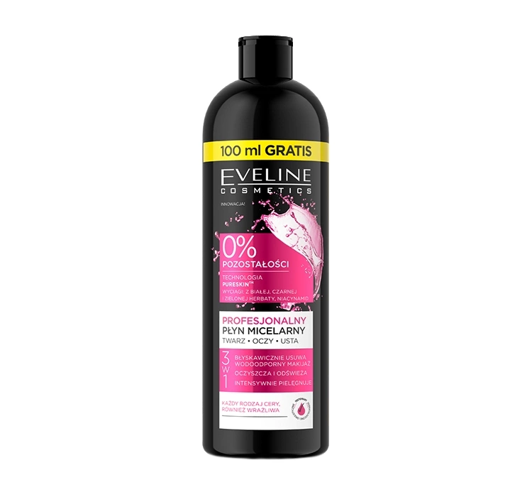 Eveline Cosmetics profesjonalny płyn micelarny 3w1 do twarzy, oczu i ust 500 ml