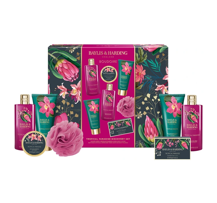 Baylis & Harding Boudoire zestaw prezentowy krem pod prysznic 300 ml + pianka do kąpieli 300 ml + balsam do ciała 130 ml + krem do mycia ciała 130 ml