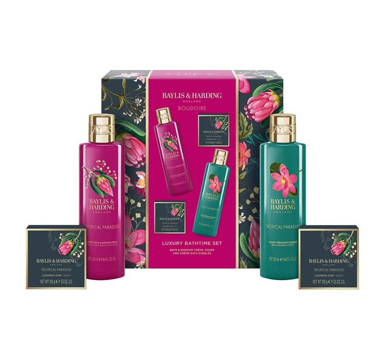Baylis & Harding Boudoire zestaw prezentowy krem pod prysznic i do kąpieli 250 ml + pianka do kąpieli 250 ml + mydło w kostce 2 x 100 g