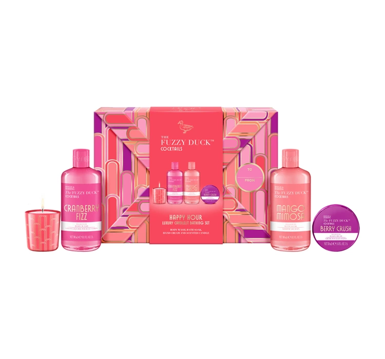 Baylis & Harding The Fuzzy Duck Cocktails zestaw prezentowy pianka do kąpieli Mango Mimosa 300 ml + żel pod prysznic Cranberry Fizz 300 ml + krem do