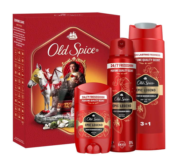 Old Spice Epic Legend zestaw prezentowy żel pod prysznic 3w1 250 ml + dezodorant w sztyfcie 50 ml + dezodorant w sprayu 150 ml