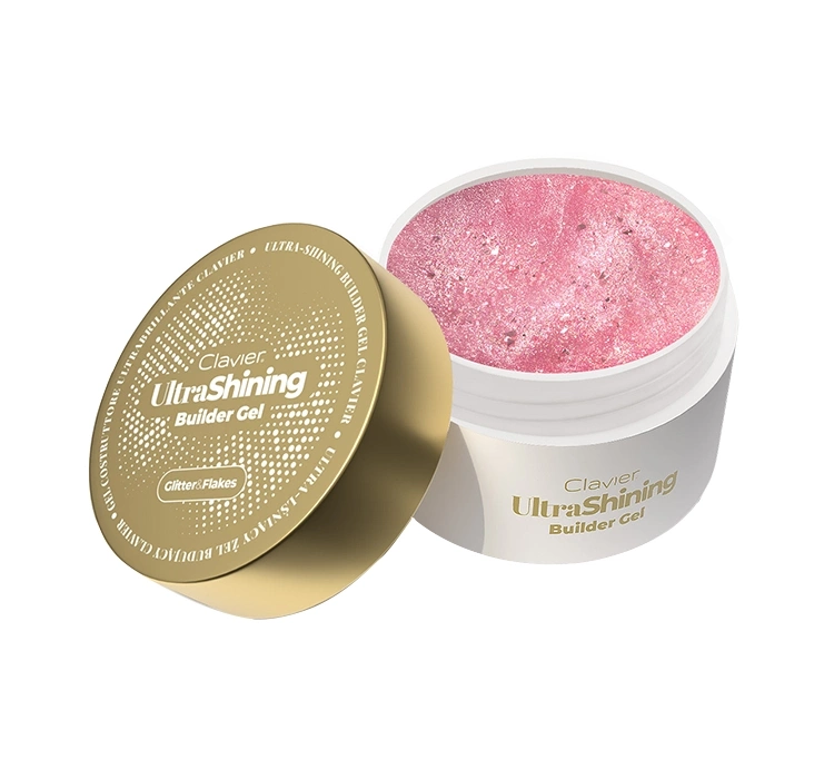 Clavier UltraShining Builder Gel, Glitter & Flakes ultra-lśniący żel budujący do paznokci 02 Principessa 30 g