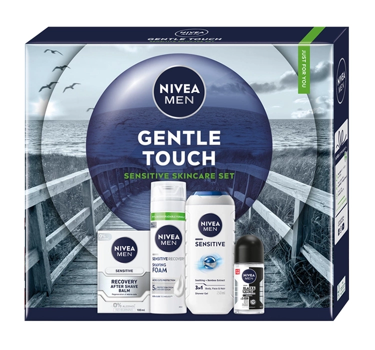 NIVEA MEN Gentle Touch świąteczny zestaw kosmetyków dla mężczyzn żel pod prysznic + pianka do golenia + balsam po goleniu + antyperspirant
