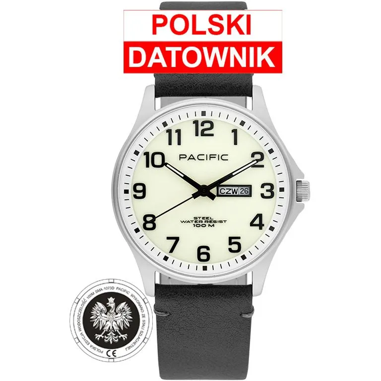 Zegarek Pacific Polska SMA-1073D-01 męski zegarek z orłem i polskim datownikiem