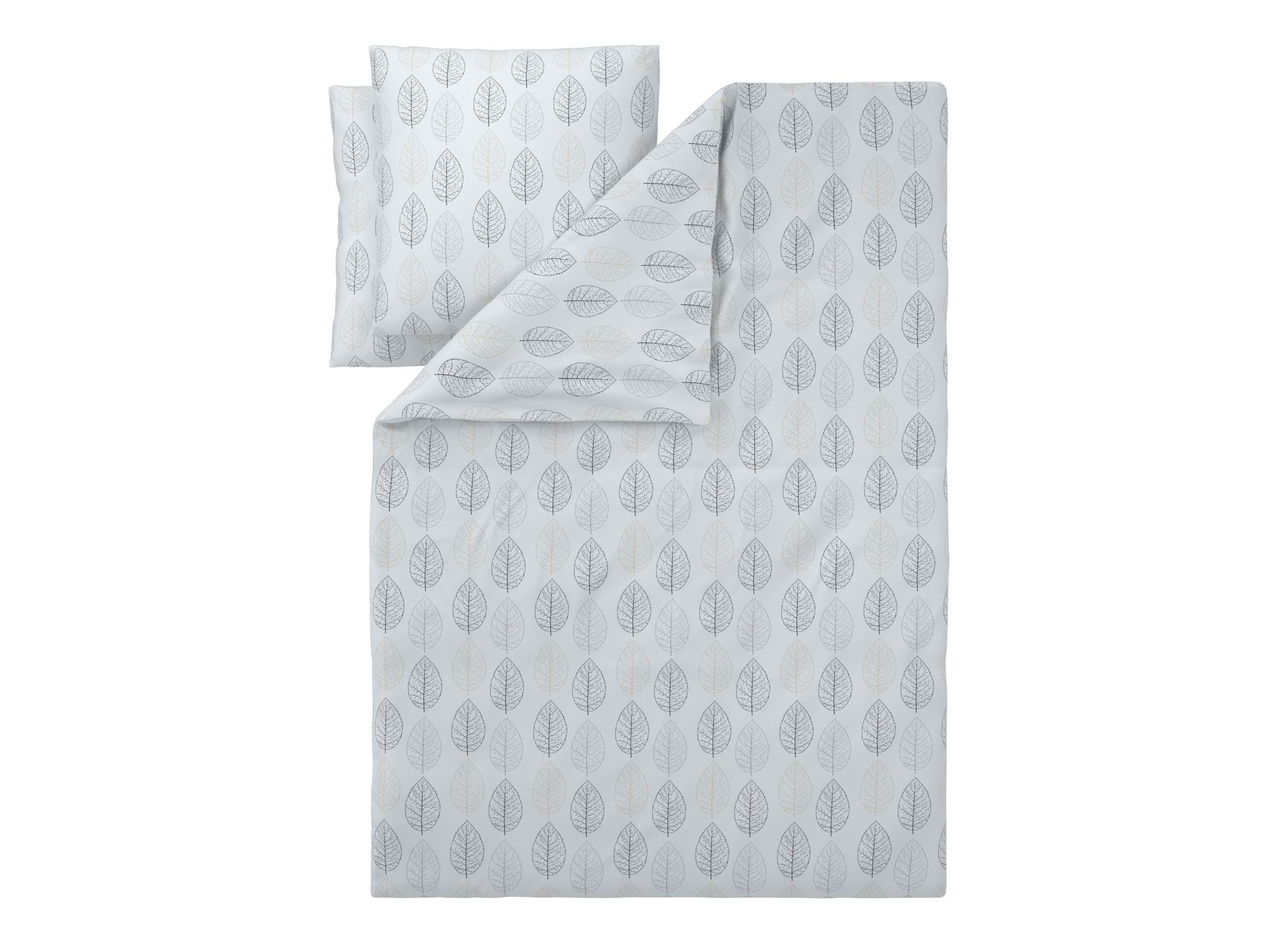 LIVARNO® Pościel flanelowa, 220 x 200 cm (Biały w liście)