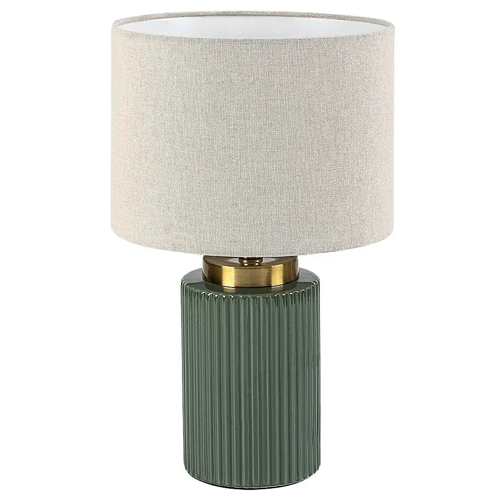 Lampka stołowa do biura Glovy 74046 tuba ryflowana ceramika zielony