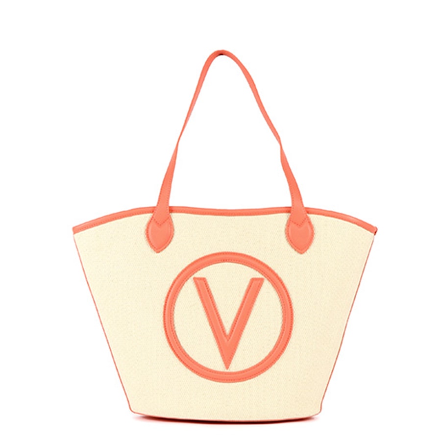 Valentino by Mario Valentino Torba shopper Valentino Bags Covent beżowy/brązowy - bawełna Torby na zakupy 1 ct różowe złoty Damski