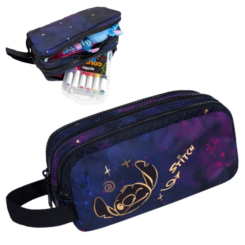 Disney Gold Stitch Primus Piórnik Saszetka 3-komorowa