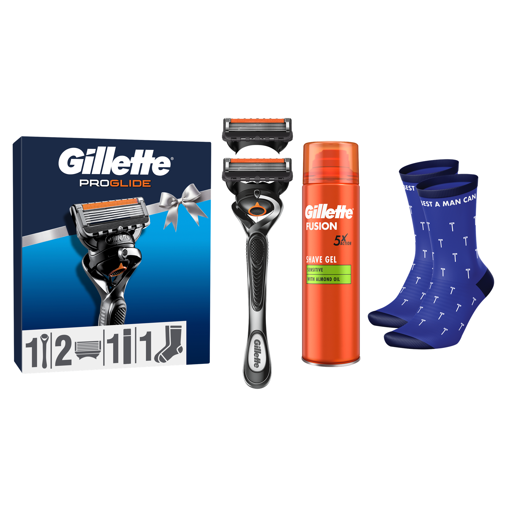 Zestaw Gillette ProGlide FlexBall, maszynka, 1 sztuka + ostrza, 2 sztuki + żel do golenia, 200 ml + skarpetki