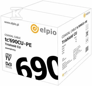 Trishield Kabel koncentryczny RG6 tc 690CU-PE zewnętrzny, żyła 1.13 (305m)