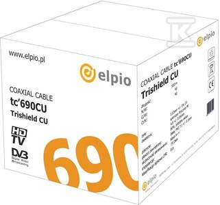 Trishield Kabel koncentryczny RG6 tc 690CU, żyła 1.13 (500m)