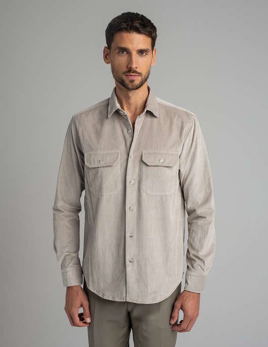 Koszula velletri 00614 długi rękaw beżowy relaxed fit