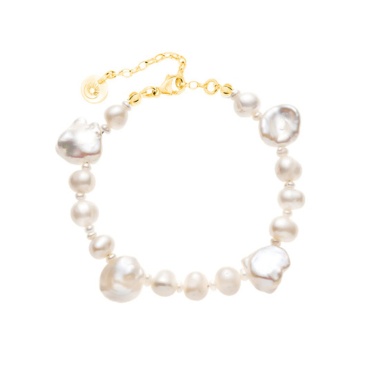 Bransoletka z nieregularnych pereł z pozłacanym zapięciem