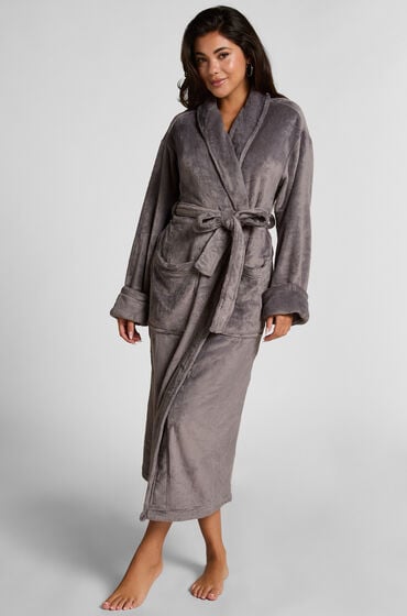 Hunkemöller Miękki szlafrok polarowy Szary