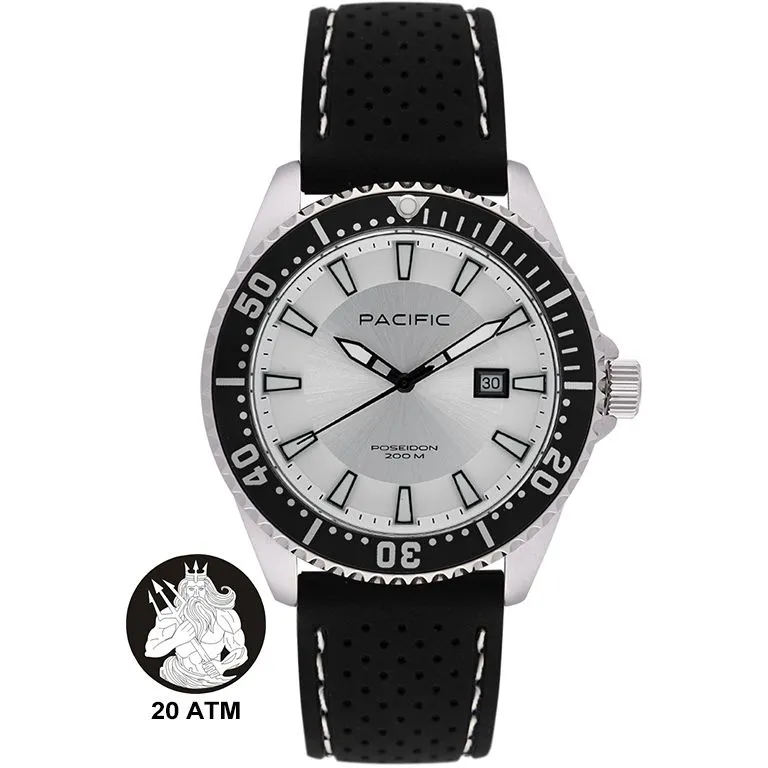 Pacific Poseidon SMPA-2001-06 srebrny męski zegarek wodoodporny 200M