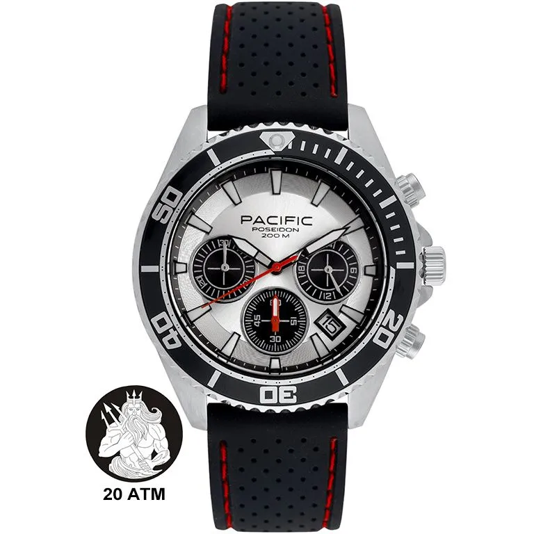 Pacific Poseidon SMPA-2004-03 srebrny męski zegarek chronograf 200M