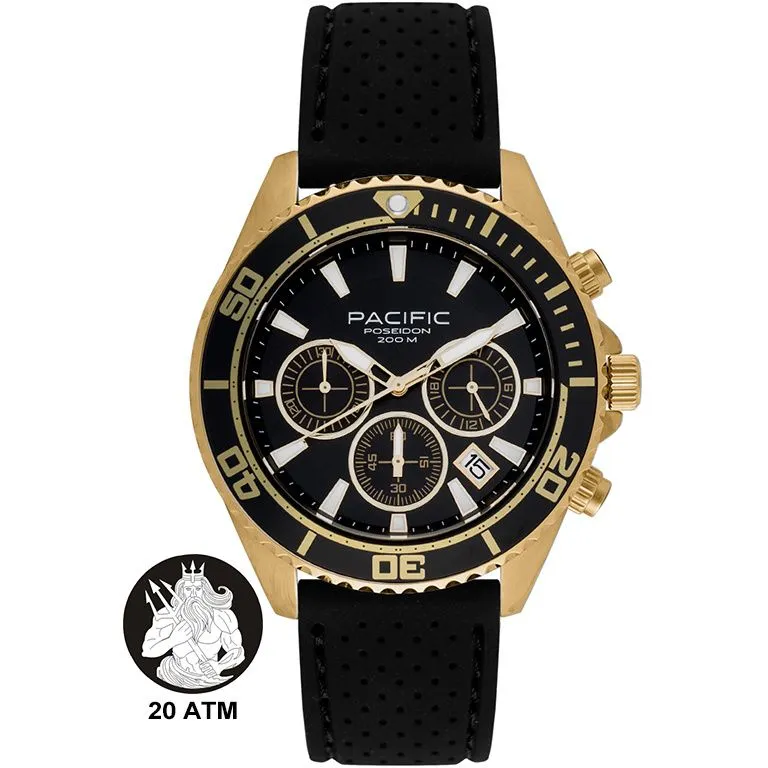 Pacific Poseidon SMPA-2004-04 złoty męski zegarek chronograf 200M
