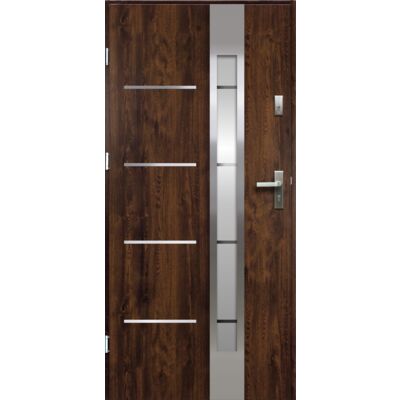 Drzwi zewnętrzne LUNA lak-pas inox orzech 80 lewe RADEX