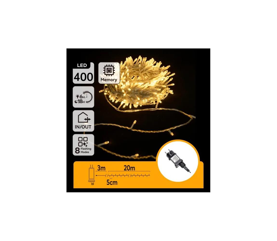Aigostar - LED Zewnętrzny łańcuch świąteczny 400xLED/6W/230V 20m IP44 ciepła biała