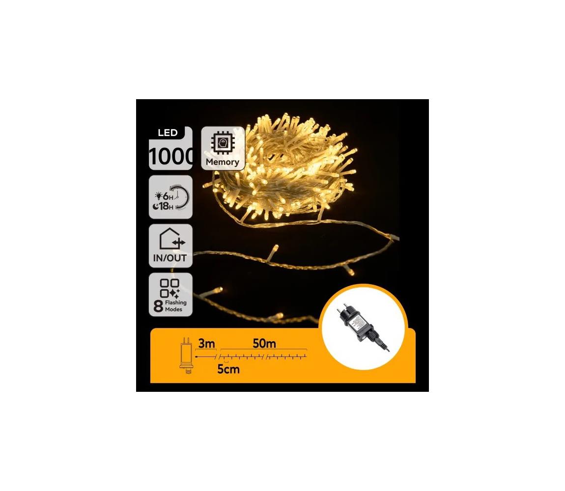 Aigostar - Zewnętrzny świąteczny łańcuch świetlny LED 1000 diod/6W/230V 50 m IP44 ciepła biel