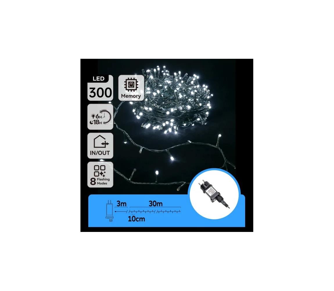 Aigostar - Zewnętrzny łańcuch świąteczny LED 300xLED/3,6W/230V 30m IP44 zimna biel