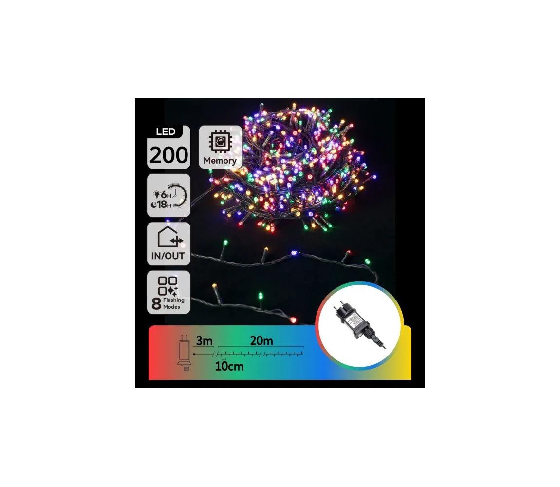 Aigostar - LED RGBY Zewnętrzny łańcuch świąteczny 200xLED/3,6W/230V 20m IP44