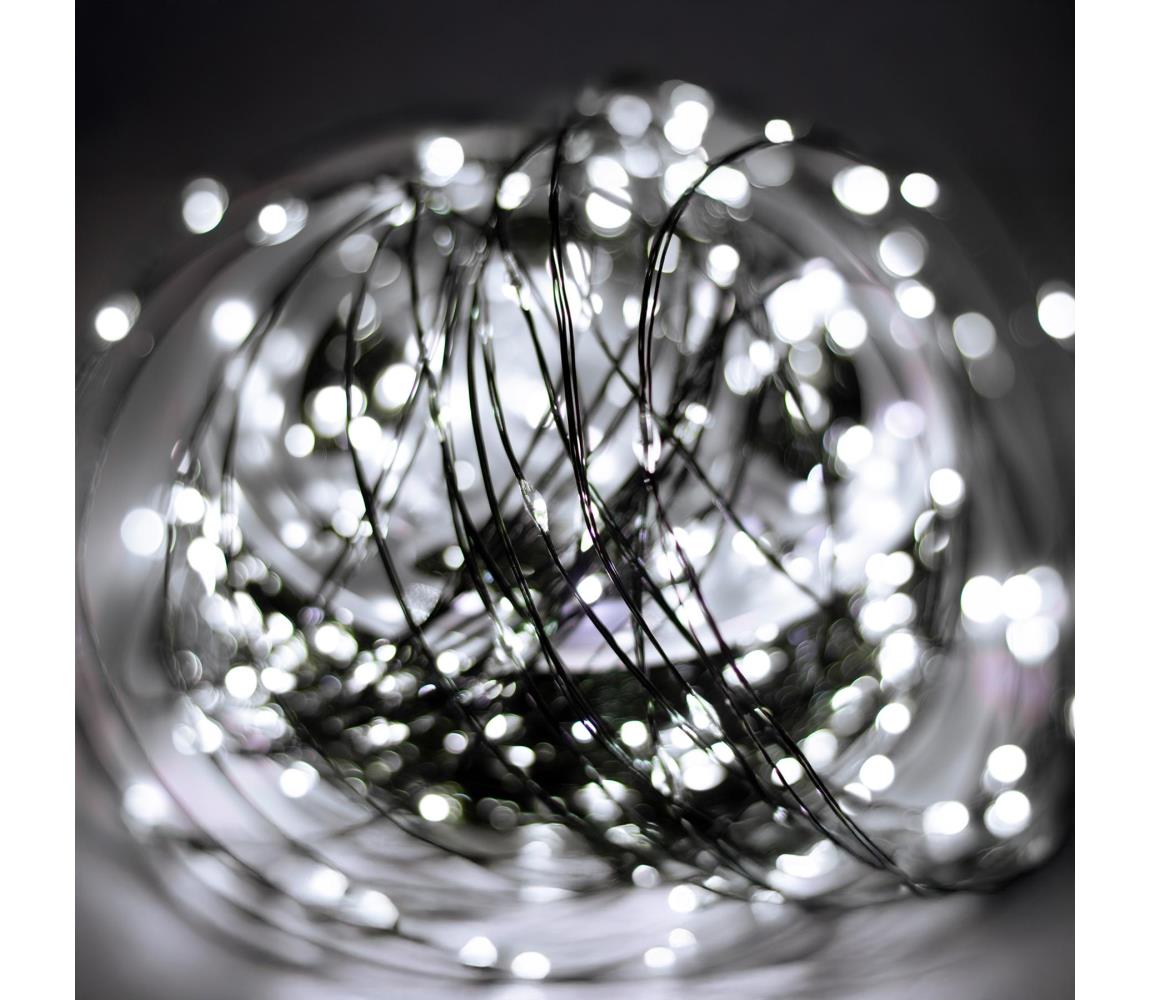 Zewnętrzny łańcuch świąteczny LED 1500 diod/230 V, 8 funkcji, 153 m, IP44, zimne białe światło + pilot