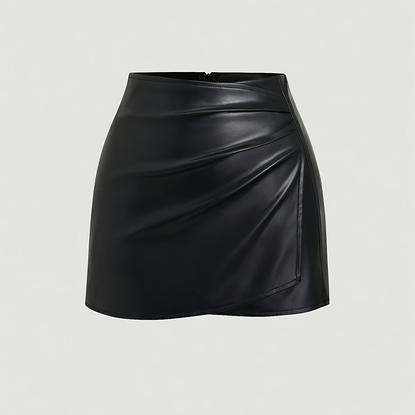 TEMU Spódnica Damska Elegancka Retro - Wysoki Stan, Dopasowana, Czarna z Marszczeniami, Uniwersalny Styl na Każdą Porę Roku, Formalna i Wieczorowa,