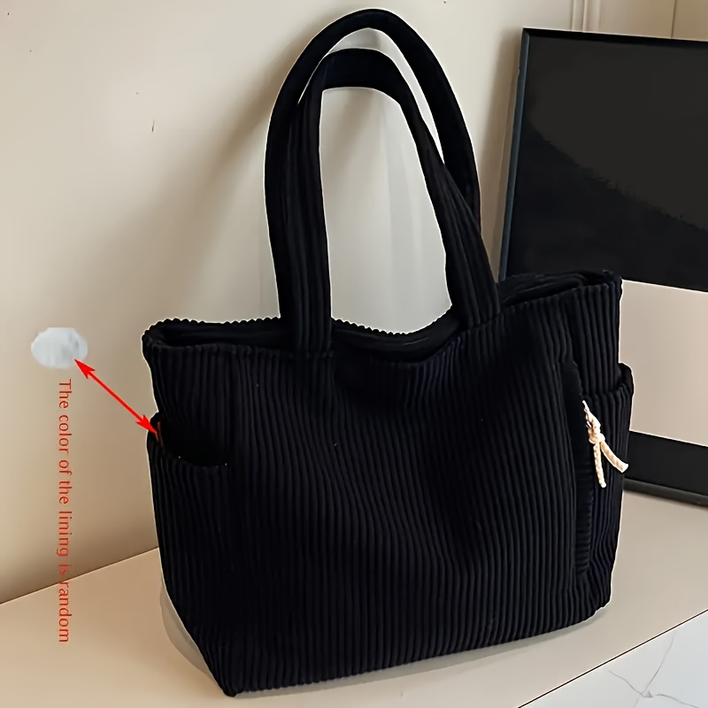 TEMU Perfect Lily Damska Torba z Sztruksu – Duża Pojemność, Zamek Błyskawiczny, Stały Pasek i Poliestrowe Wyściółki, 14 Kolorów (Czerwony, Różowy,