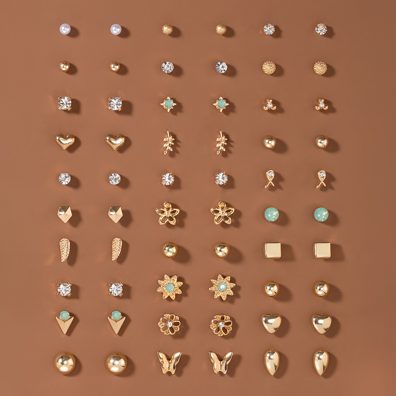 TEMU Zestaw 60 kolczyków, modne i proste, z motywami , motyla, kwiatu, okrągłych, kwadratowych i geometrycznych kształtów, duży zestaw biżuterii na