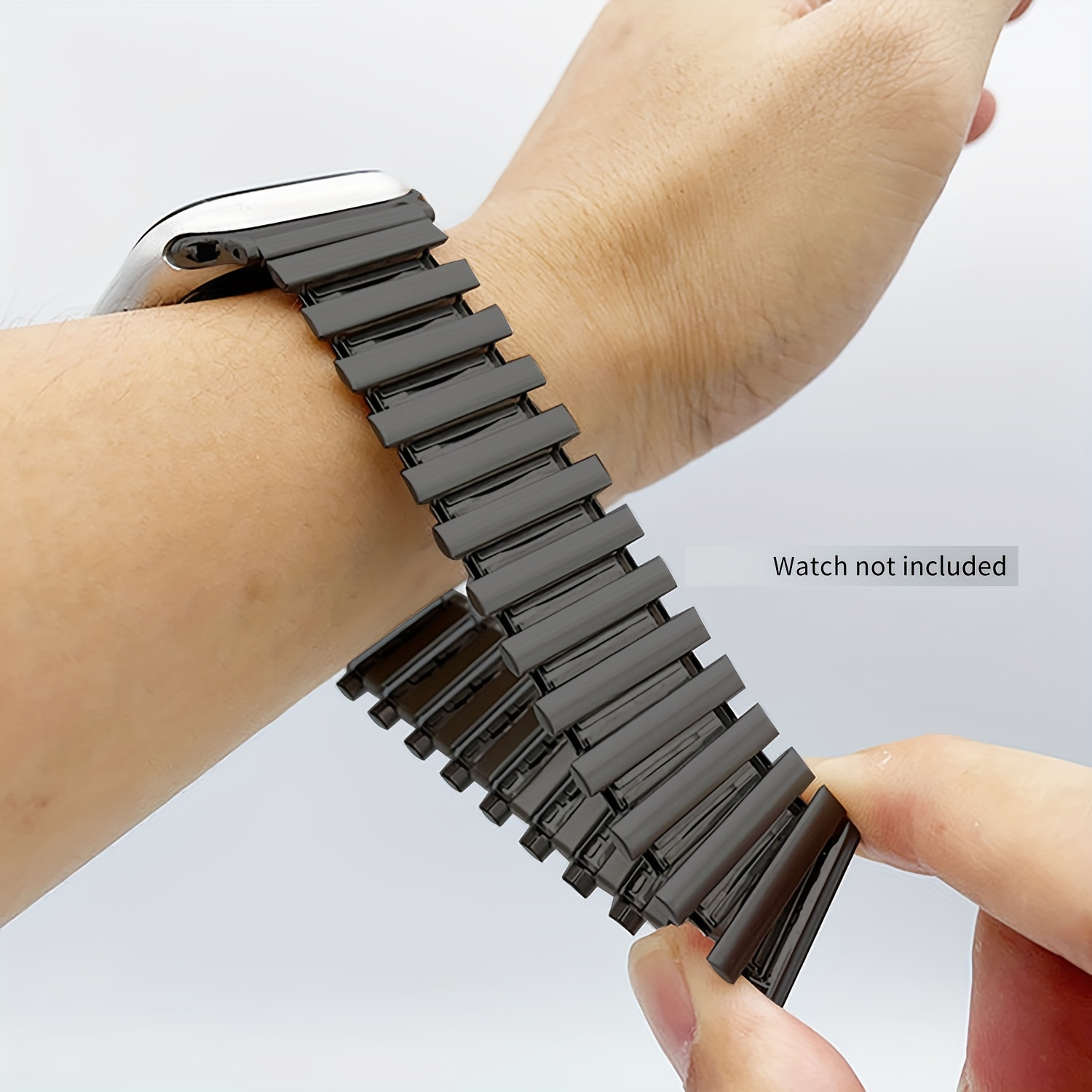 TEMU Elastyczna Stalowa Bransoleta do Apple Watch /2/1, 11, 10, 9, 8, 7, 6, 5, 4, SE 3 - Bambusowa Stalowa Pasek do iWatch 49mm, 46mm, 45mm, 44mm,