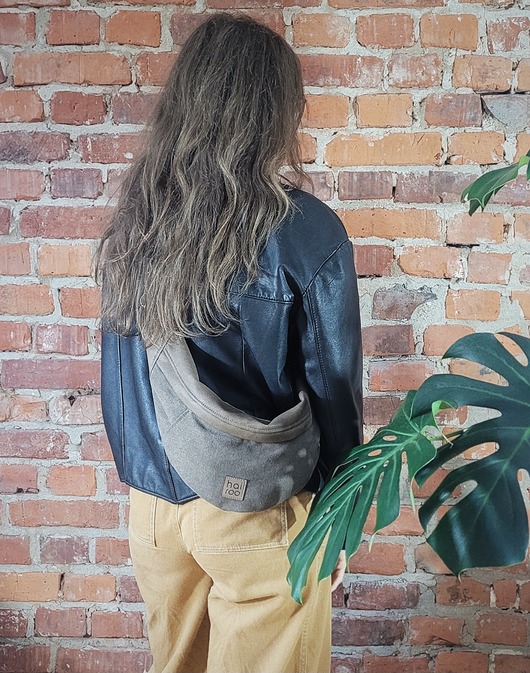 Nerka Haru brązowa bawełniana z ekoskórą