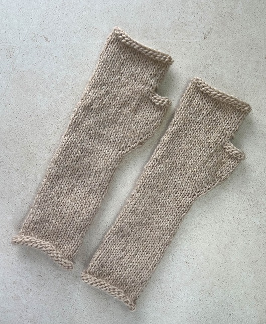 Mitenki z wełny owczej i lamy beżowe