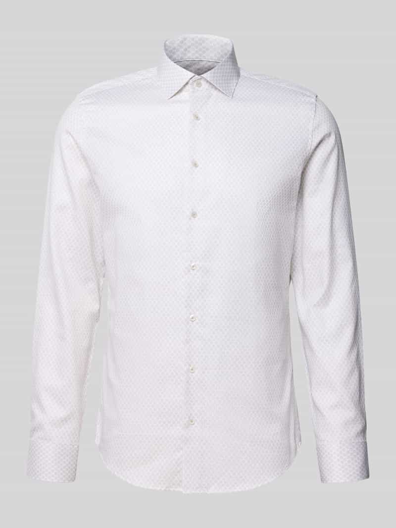 Koszula biznesowa o kroju slim fit z bawełny z kołnierzykiem typu kent