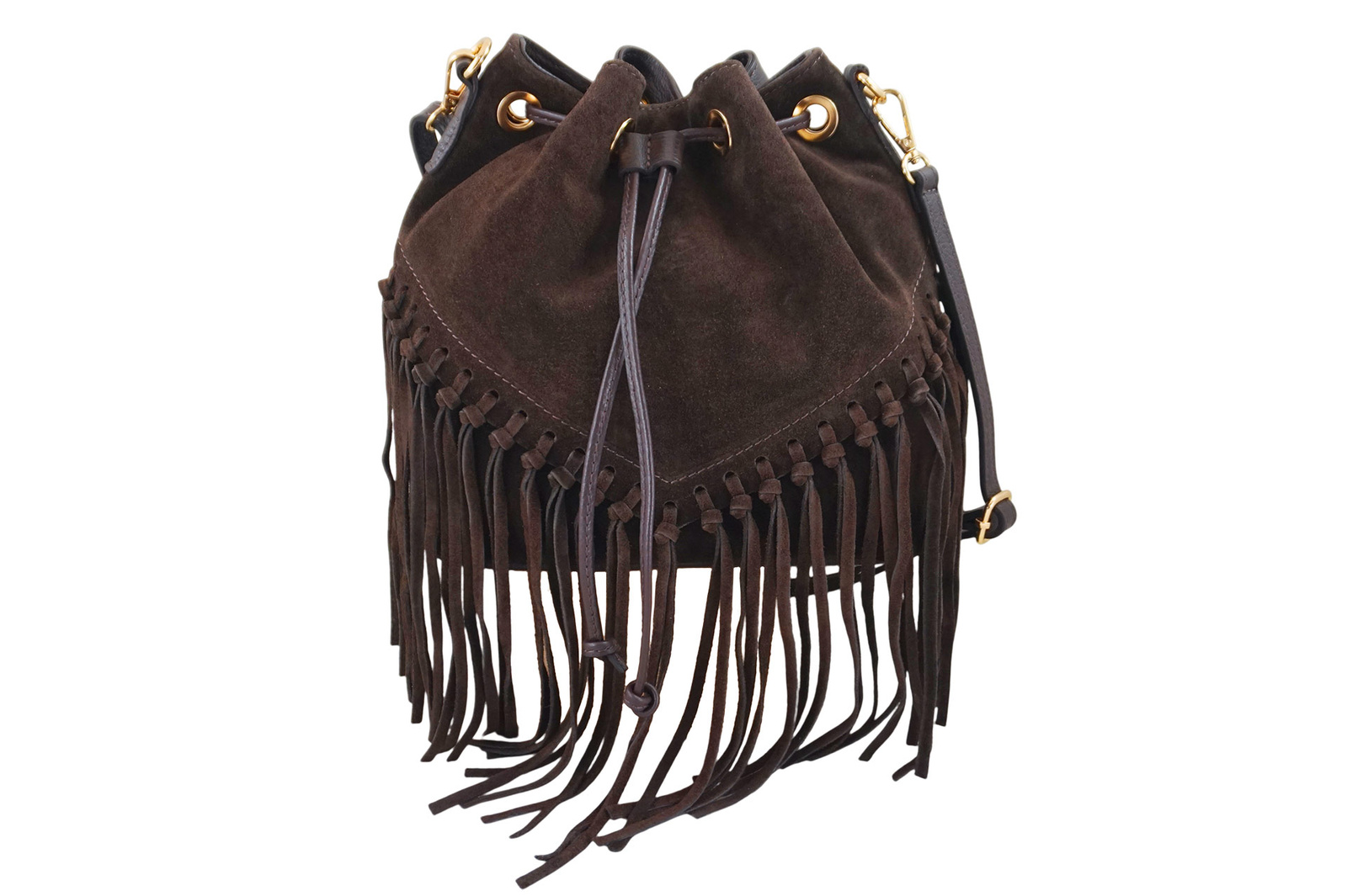 Torebka skórzana boho style - Brązowa ciemna