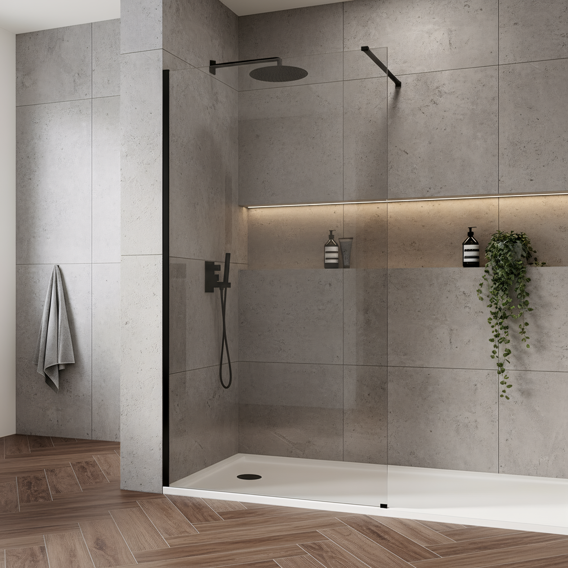 Rea Ścianka prysznicowa Rea Flexi Transparent / Black 120