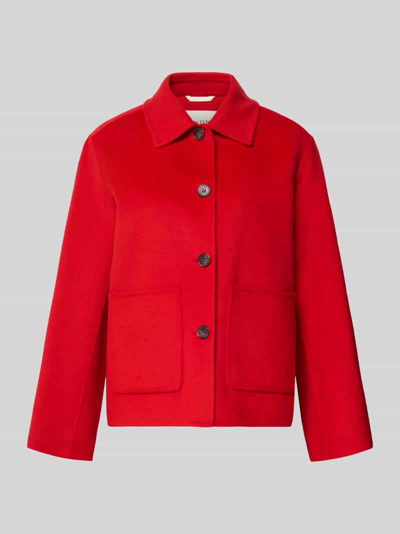 Kurtka wełniana o kroju regular fit z nakładanymi kieszeniami