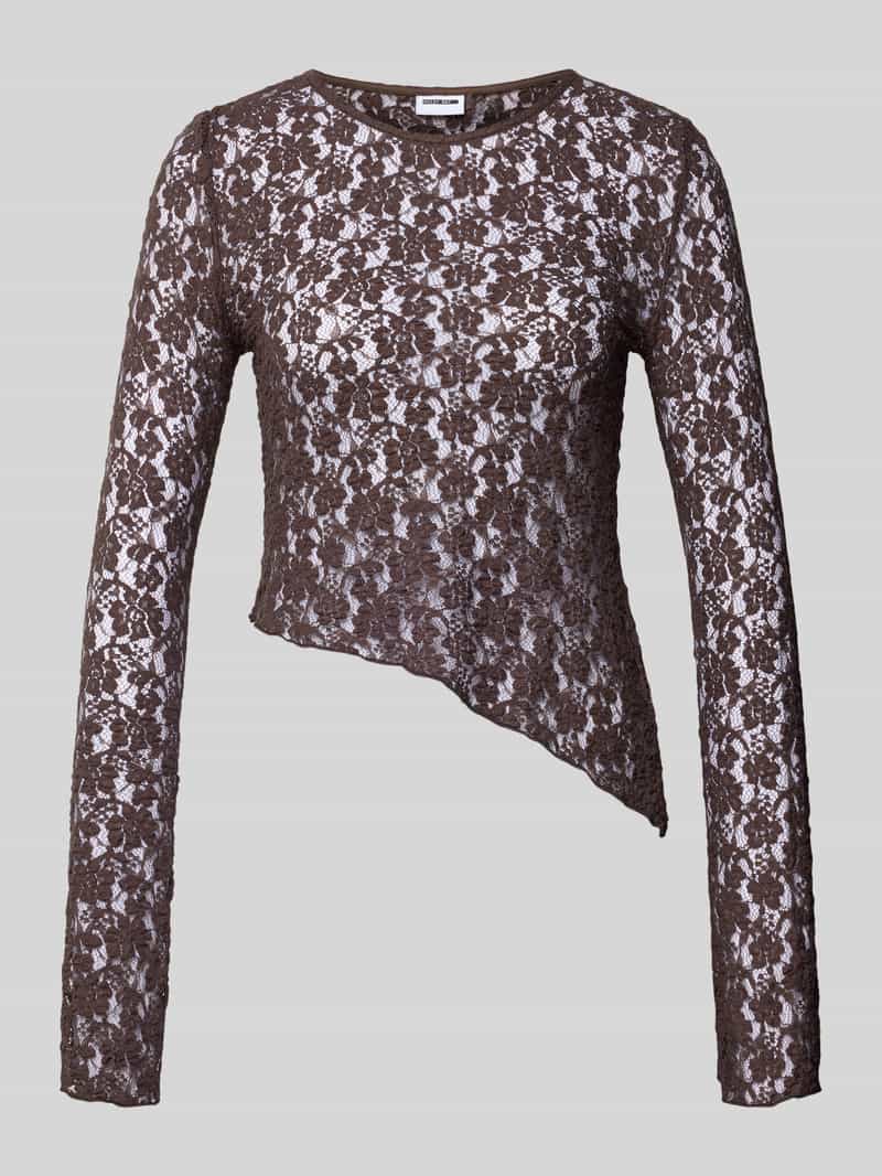 Bluzka z długim rękawem o asymetrycznym kroju z półprzezroczystego materiału