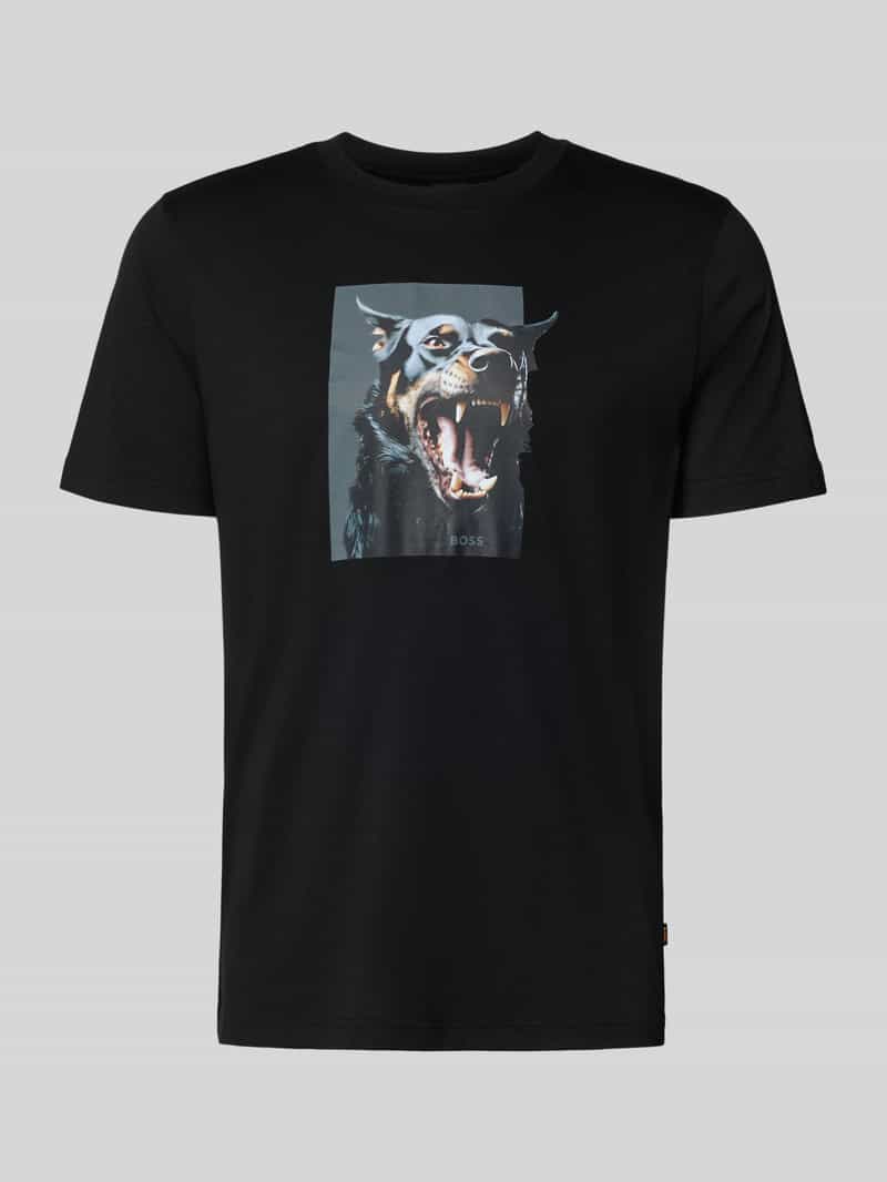 T-shirt o kroju slim fit z czystej bawełny model ‘TE_DOBERMANN’