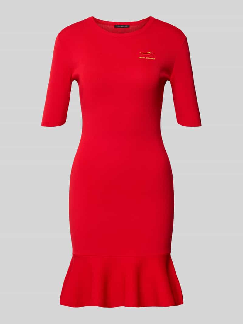 Sukienka o długości do kolan z mieszanki wiskozy z wyhaftowanym logo