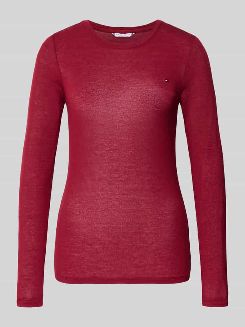 Bluzka z długim rękawem o kroju slim fit z mieszanki modalu i kaszmiru