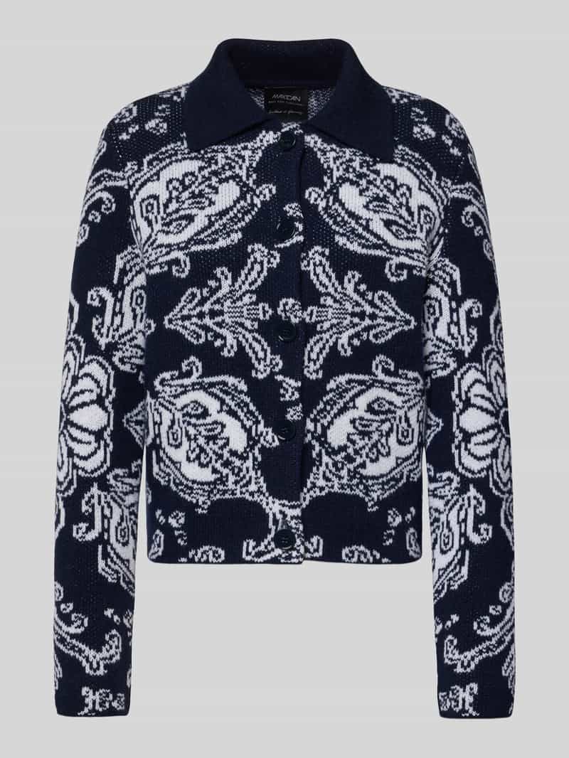 Kardigan z mieszanki żywej wełny i kaszmiru z wykładanym kołnierzem