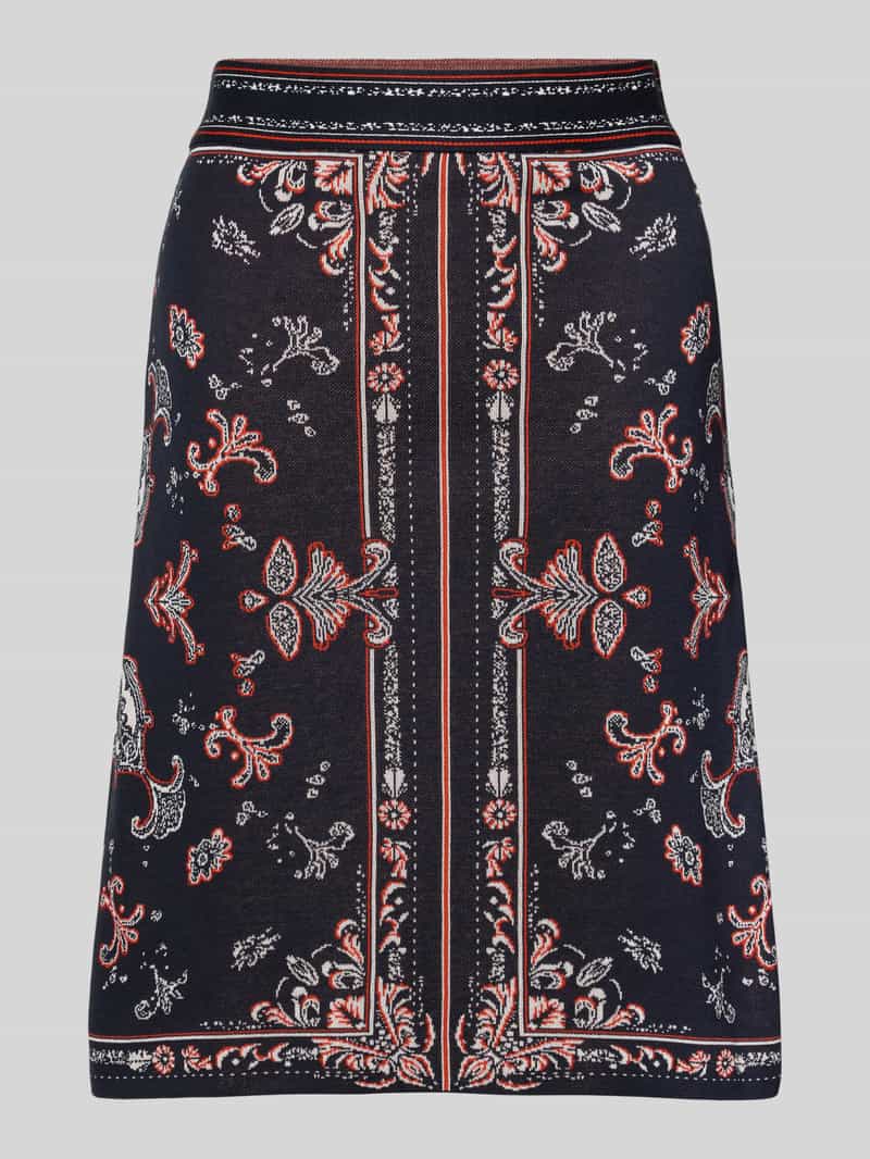 Spódnica o długości do kolan z dzianiny ze wzorem na całej powierzchni