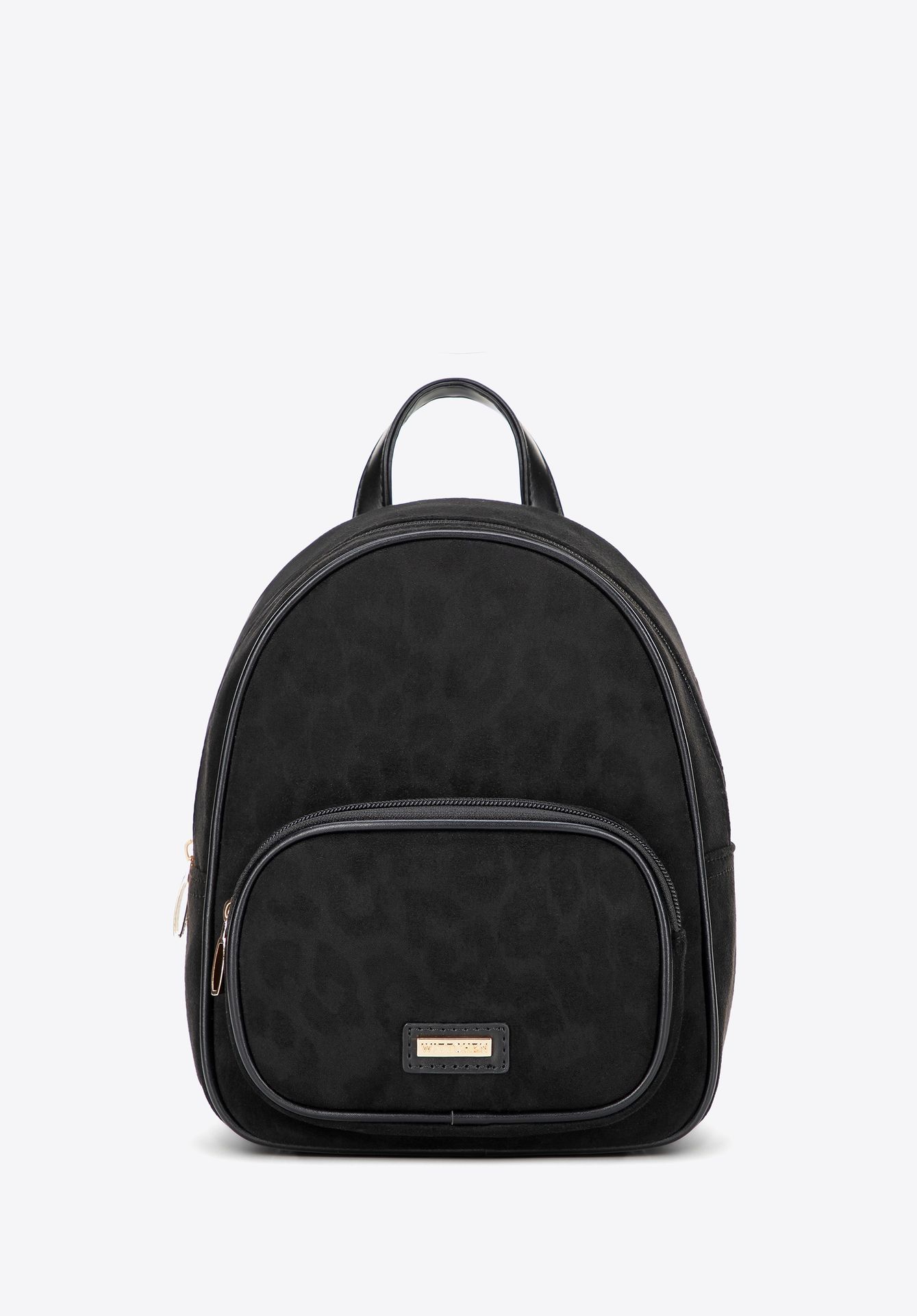 Mały plecak damski w motyw panterki czarny