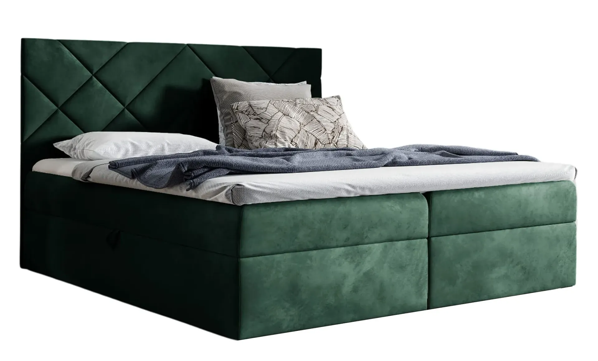 Zielone łóżko pikowane z pojemnikiem 5 rozmiarów D2-K51
