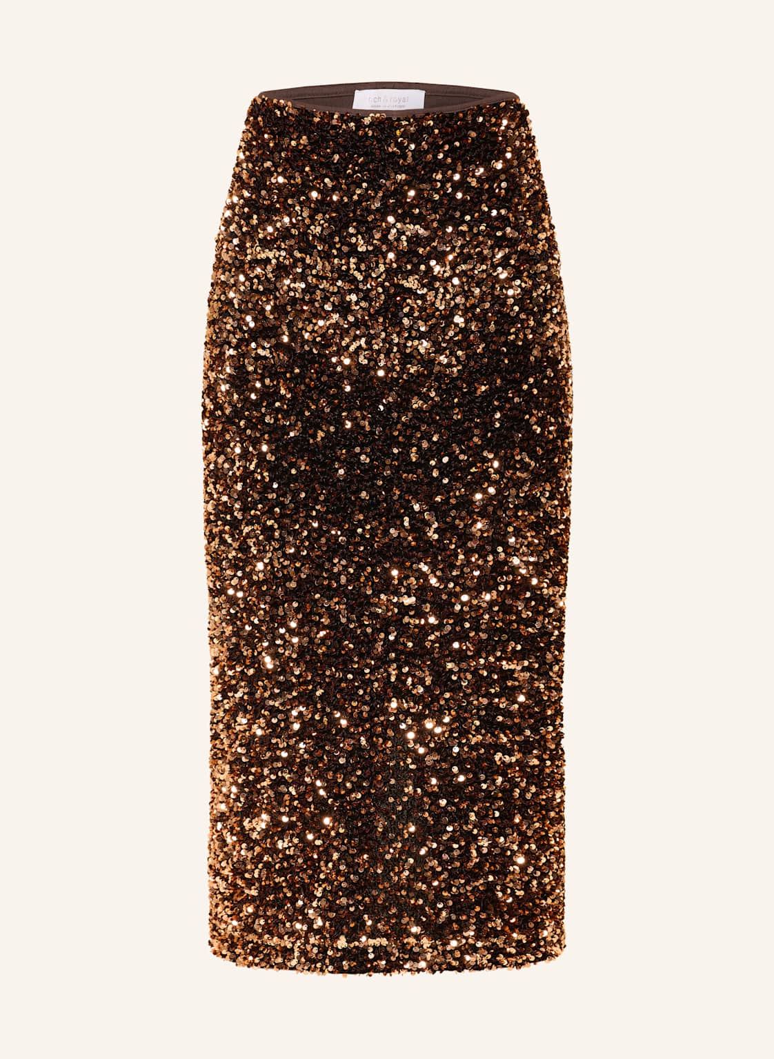 Rich & Royal Spódnica Z Aksamitu Z Cekinami braun