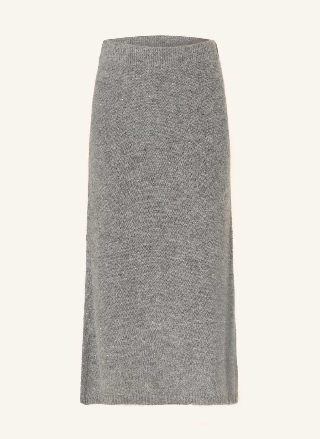 Part Two Spódnica Z Dzianiny Vaninapw Z Błyszczącą Przędzą I Cekinami grau