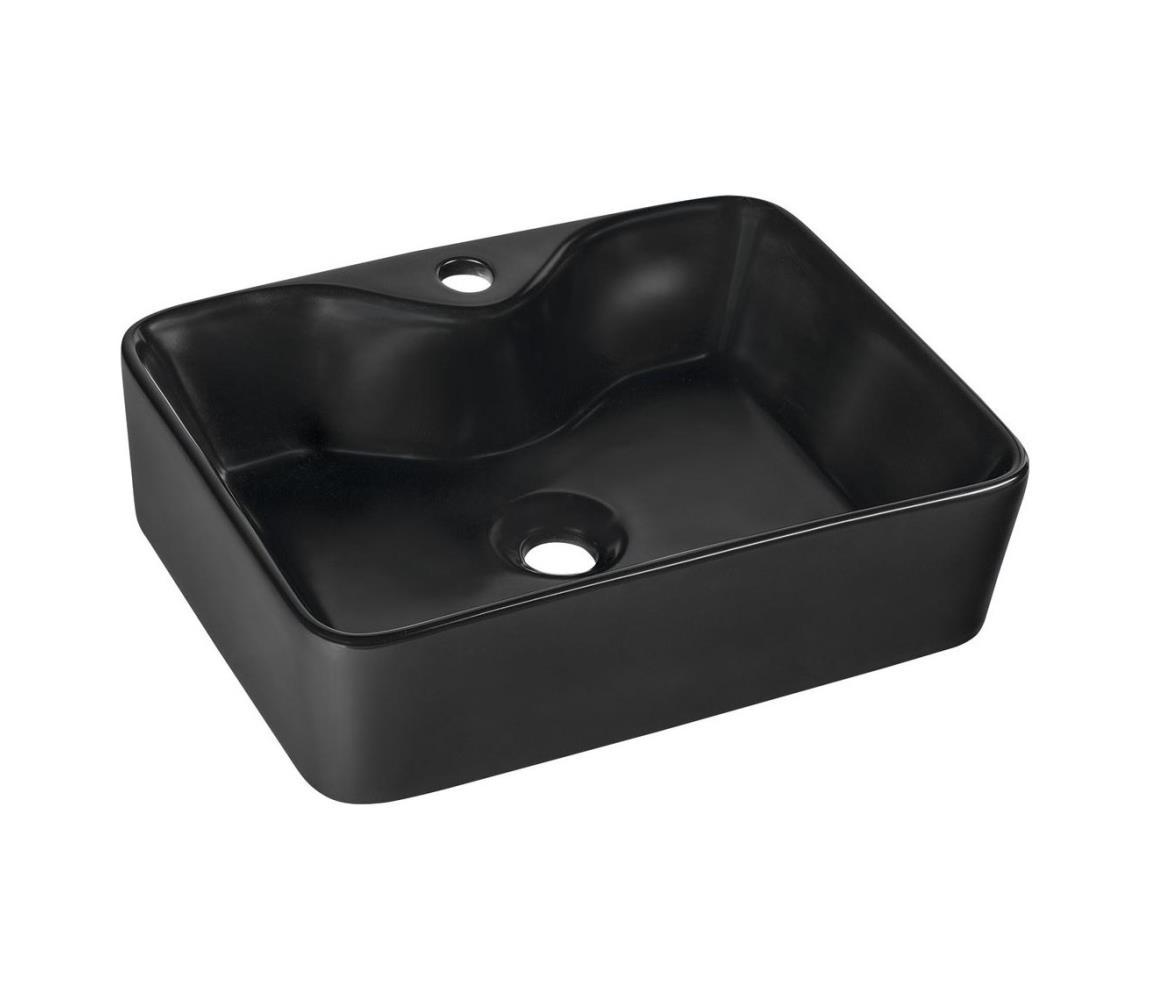 Domotechnika Umywalka ceramiczna nablatowa 48x13,5x37 cm, CZARNY MAT BALENA SH/ BH7013B